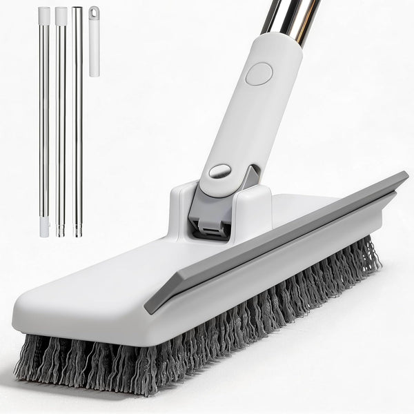 Purexa Floor Scrub Brush with 55" Long Handle, 2-in-1 Floor Brush with Built-in