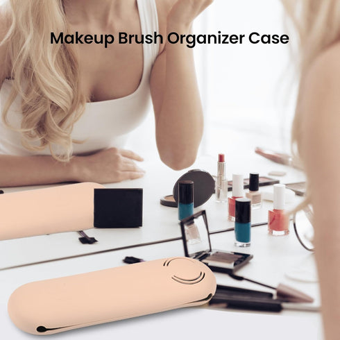 Silicone Makeup Brush Holder, Large Organizer Case with Anti-Fall Out Magnetic Closure, Portable Travel Bag for Women