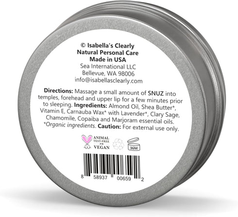 SNUZ Natural Sleep Aid Aromatherapy Balm - Essential Oil Blend for Improved Sleep Quality, Vegan Product