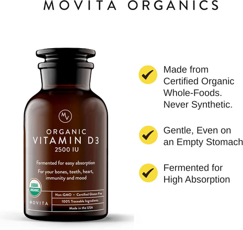 Movita Organic Vitamin D3 2500IU, Bottle