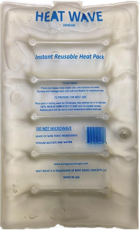 HEAT WAVE Instant Reusable Heat Pack - Medical Grade Large (8x12) for Stiff & Sore Muscles, Hot Pain Relief, Made in USA