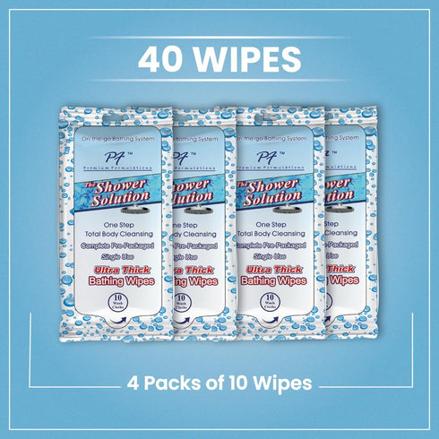 Premium Formulations (40 (4 Pack)) Shower Solutions - Adult Bathing Wipes, Extra Large and Extra Thick wipes