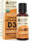 Organic Liquid Vitamin D Drops for Kids & Adults, Sugar Free, 1,000 IU/Drop in Coconut MCT Oil, Great Taste