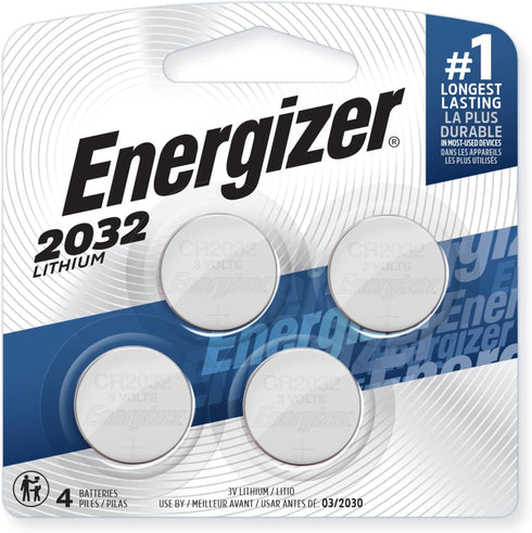 Energizer CR2032 Batteries, 3V Lithium Coin Cell Watch Battery, 4 Count