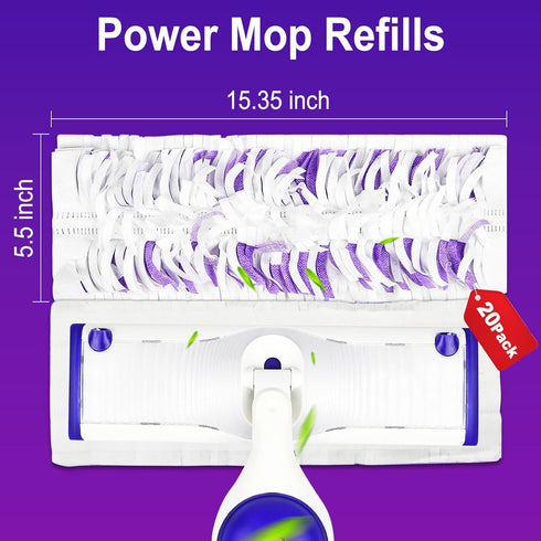20 Pack Disposable Mopping Pads Refills for Swiffer PowerMop,Compatible with Swiffer Power Mop Refills, Multi-Surface Mop Pad Replacement for Floor Cleaning