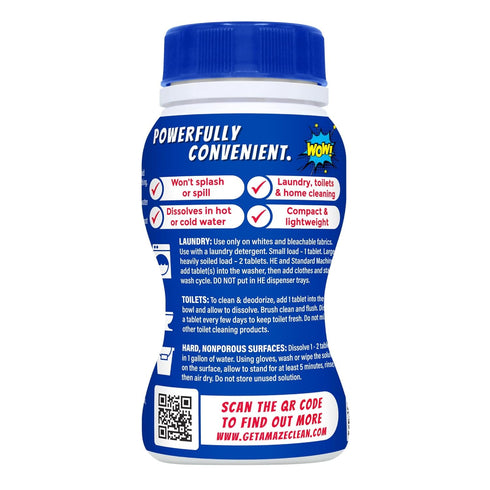 AMAZE Ultra Concentrated Bleach Tablets - 32 Tablets for Laundry, Toilet, and Multipurpose Home Cleaning