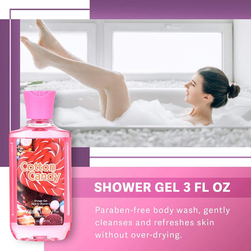 Bath & Body Care Travel Set - Home Spa Set with Shower Gel, Body Lotion, and Fragrance Mist, Valentines Day Gifts for