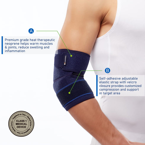 Adjustable Elbow Support for Epicondylitis, Tennis Elbow, Bursitis, Sports Injury Recovery, One Size Fits Most