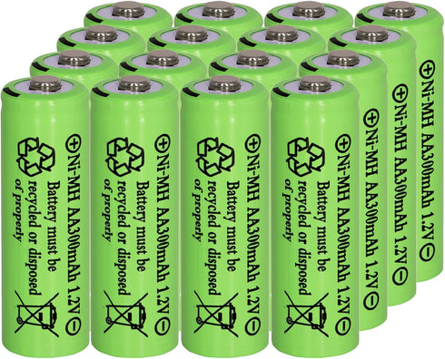 16 Packs 1.2V AA 300mAh Ni-MH Rechargeable Batteries for Outdoor Solar Lights