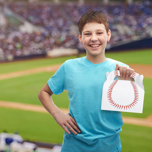 ArtCreativity Baseball Party Favors, Pack of 12 Cardboard Gift Box with Handles for Candy, Cookies, & Toys