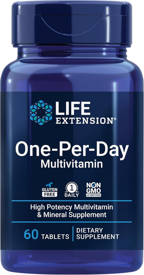 Life Extension One-Per-Day Multivitamin, Packed with Over 25 Vitamins, 60 Tablets, Non-GMO, Gluten-Free