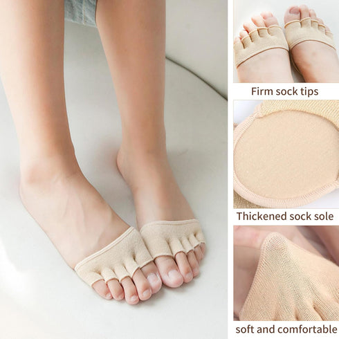 2 Pairs Toe Socks, Five Finger Liner Socks for Women and Men, Non-Slip Hidden Ball of Foot Covers