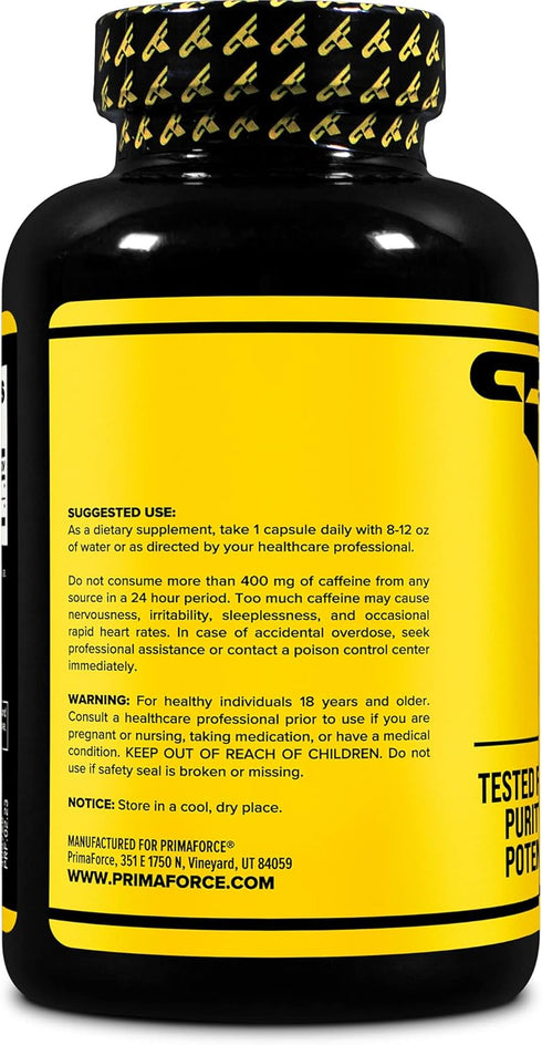 PrimaForce Caffeine with L-Theanine, 100mg Each, 180 Capsules, Non-GMO, Soy Free, Gluten Free