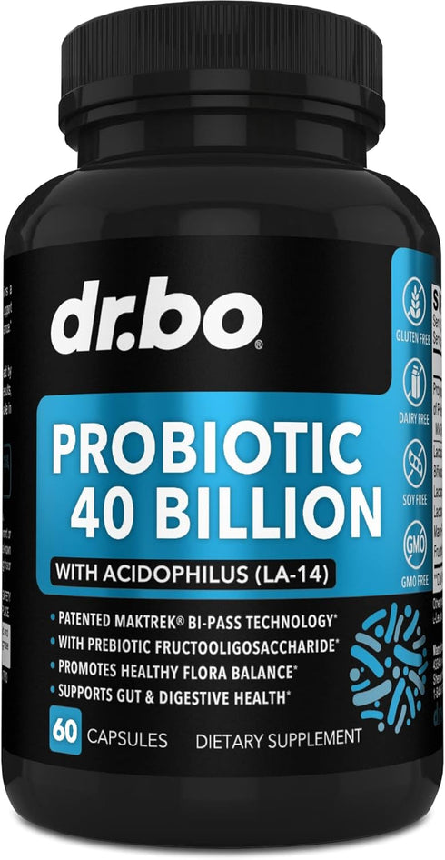 Probiotic Supplement | 40 Billion CFU - Lactobacillus Acidophilus Probiotics for Women & Men Capsules - Gluten Free