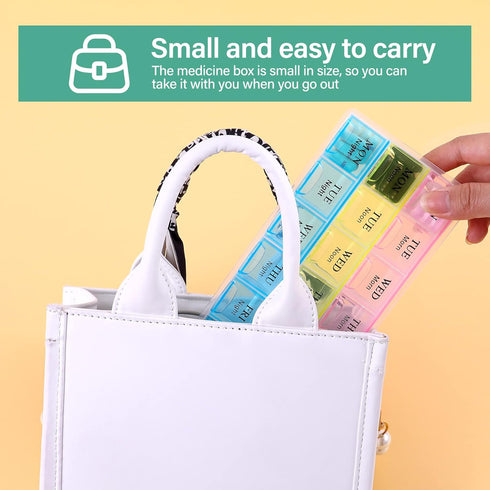 Teikou 3 7 Large Weekly Pill Organizer Times A Day, Moisture-Proof Day Pill Box, Travel Pill Cases Portable for Pills