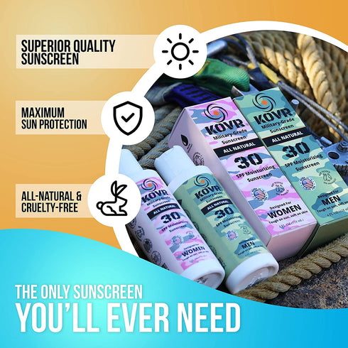Sunscreen Organic SPF 30 Mineral Sunblock, Coral Reef Friendly Face & Body Lotion, 4 oz, Fragrance-Free, Travel Size.