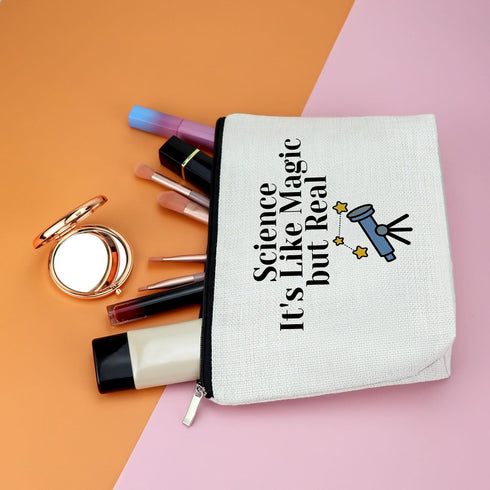 Thank You Gift for Scientist Women: Makeup Bag for Science Teacher, Physicist, Chemistry, Biology Graduation.