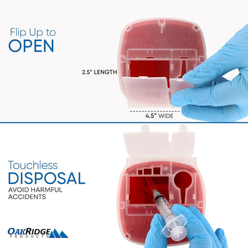 Oakridge Products 1 Quart Sharps Container for Home Use and Professional, Biohazard Needle and Syringe Disposal, 3-Pack