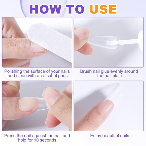 NXJ INFILILA Nail Glue - Professional Brush On Nail Glue for Acrylic & Press On Nails, Long Lasting 7ML/0.23OZ
