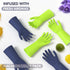 Vgo... 2 Pairs Reusable Household Aromas Gloves: Durable Long Sleeves Kitchen Cleaning Gloves (Dark Blue & Hi-viz