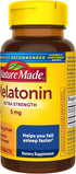 Nature Made Melatonin 5mg Tablets, Extra Strength, 90 Tablets, 100% Drug Free Sleep Aid