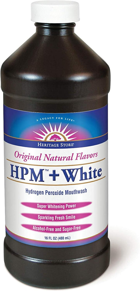 Store Heritage HPM + White Hydrogen Peroxide Mouthwash - Whitening Peroxyl Mouth Rinse,