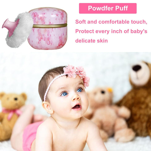 Body Powder Puff and Container for Dusting Powder, Women s Travel Powder Puff (Sakura)