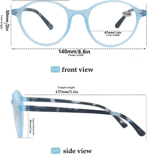 Colorful Reading Glasses for Women, Lightweight Stylish Readers, Cute Cheaters Glasses, 4 Pack with Spring Hinges