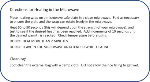 Microwavable Heating Pad, Rice Filled, Plush Cotton Cover, Natural, No Scents Added, Handcrafted in USA, Back Neck Pain
