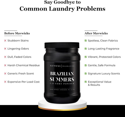 Summers) 32 Oz Mavwicks - Luxury Laundry Detergent Powder (Brazilian Concentrated for Tough Stains and Odors, For All
