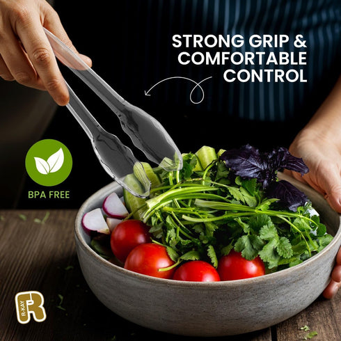18 Pcs Clear Plastic Serving Utensils - 6 Clear Plastic Serving Spoons - 6 Clear Plastic Tongs For Serving - 6 Plastic Serving Forks - Heavy Duty Clear Disposable Serving Utensils Set For Parties by R-kay