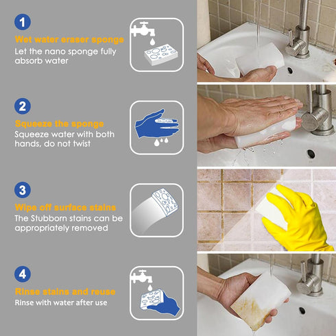25pack Magic Cleaning Sponge, Multifunctional Household Melamine Foam Brush for Furniture, Kitchen, Bathroom, Car