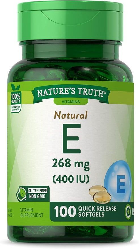 Nature's Truth Vitamin E Softgels, 268mg, 100 Count | Non-GMO & Gluten Free Supplement