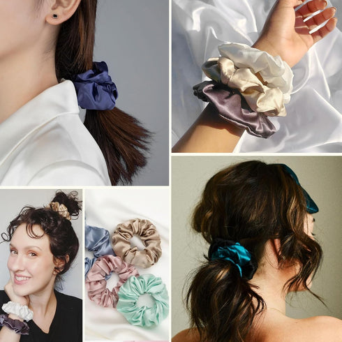 LILYSILK Silk Hair Scrunchies, 100% Mulberry Silk Hair Ties, No Damage, Elastic Holders, 1Pc, Black