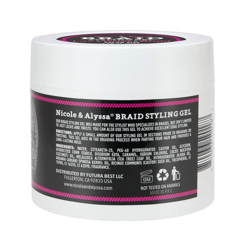Nicole & Alyssa Braid Styling Gel - Define Your Hair with Healthy, Frizz-Free Hold for Locs, Twists, and Braids (15.7