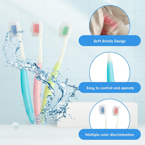 3-Pack Orthodontic Dental Care Kit, Soft Bristle Toothbrushes, Braces-Friendly Brush Flosser