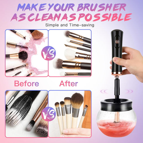 Makeup Brush Cleaner Machine - Super Fast Electric Makeup Brush Cleaner and Dryer for Most Brush Sizes