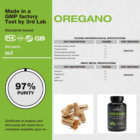 NATUREBULK Immune 120 Oregano Oil Extract with Garlic Extract, Olive Leaf, Black Seed Oil, and Black Pepper Supplement