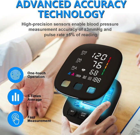 Blood Pressure Monitor, Automatic Upper Arm Monitor for Home Use with Digital LED Display, Adjustable Cuff 9-17'',