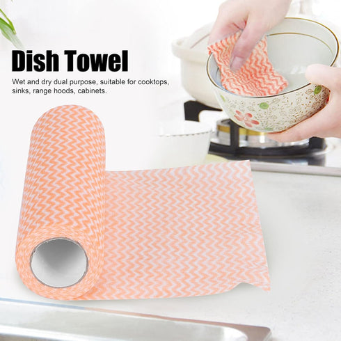 Cleaning Cloths Wipe Roll, Reusable Kitchen Cleaning Wipe, Wash Rags for Home, Kitchen Use (Orange)