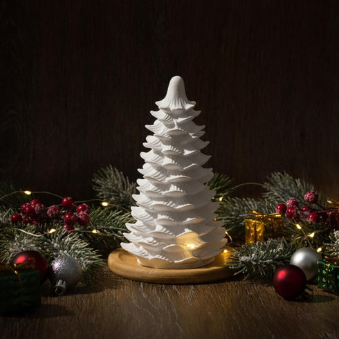 Honeydak Christmas Passive Essential Oil Diffuser Gifts, Christmas Tree Ceramic Diffuser with Wooden Tray for Home