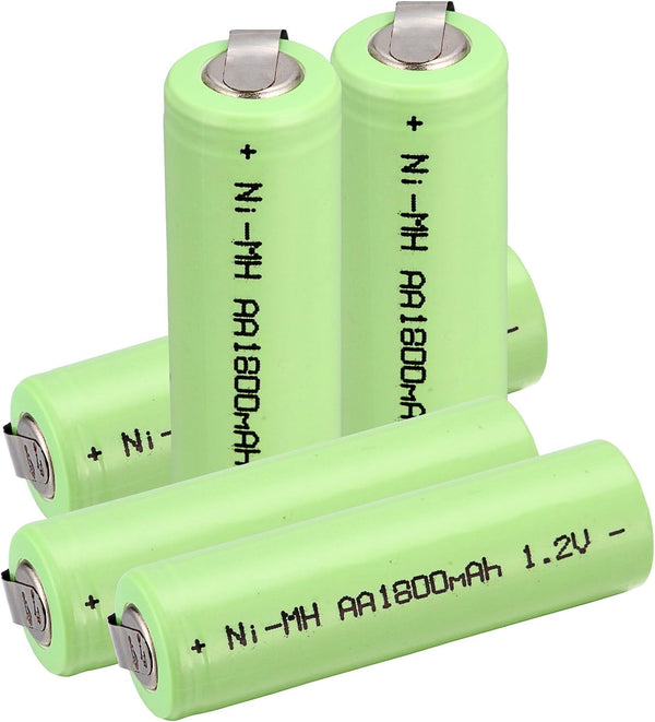 5 x NiMH 1.2V AA 1800 mAh Rechargeable Battery for Electric Shaver with Solder Tabs
