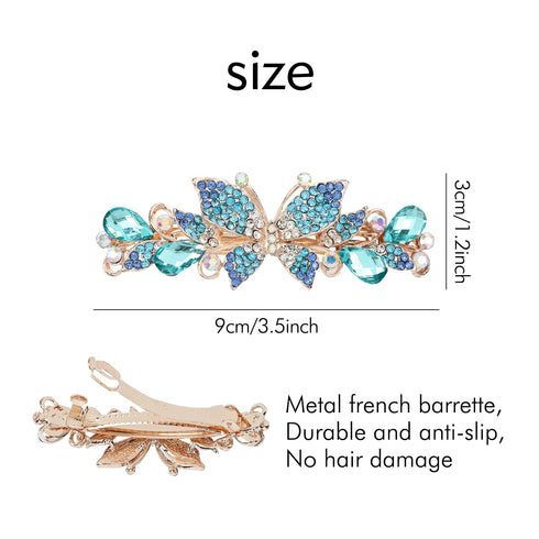 inSowni 4 Pack Luxury Glitter Hair Barrettes - Sparkly Jeweled Gems Crystal Rhinestone Butterfly Clips
