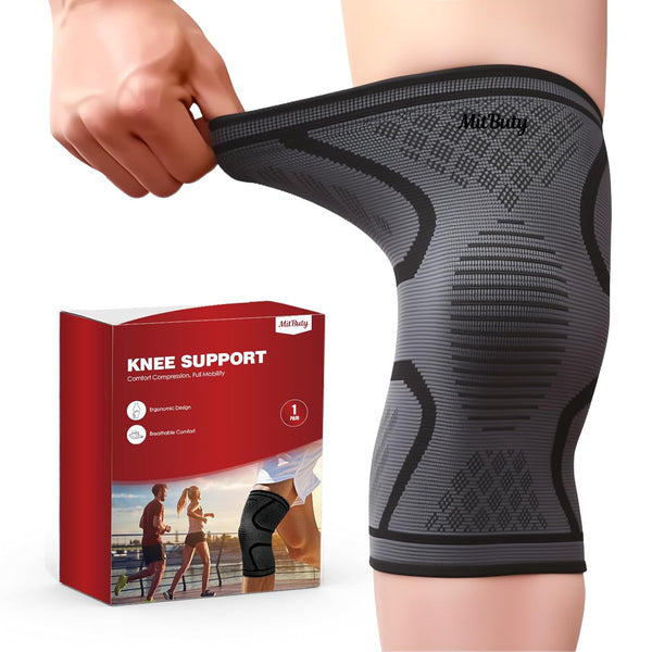 MitButy Compression Knee Brace for Women & Men, 2-Pack Knee Sleeve for Running,