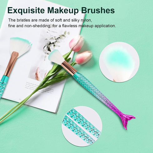 NICEMOVIC Kids Makeup for Girls, 20PCS Princess Makeup Brushes Set, Foundation Eyebrow Eyeliner Blush Tools