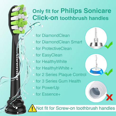 Aoremon Replacement Heads for Philips Sonicare DiamondClean, 2 Series, 3 Series, ProtectiveClean, FlexCare, 6 Count,