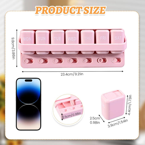 Yunolife 7-Day 1, Daily Pill Organizer, Weekly Time-a-Day Pill Box with Sliding Lid, Portable Travel Medicine Case