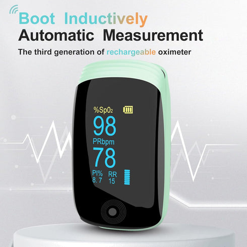Spo2 6 Fingertip Pulse Oximeter with Respiration Rate Monitoring, PI & RR Measurements, Rechargeable Blood Oxygen