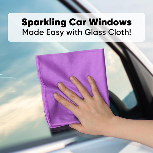 HOMEXCEL Microfiber Cleaning Cloths - 6 PK, Lint-Free, Reusable, Purple, 16x14" for Glass, Windows, Mirrors