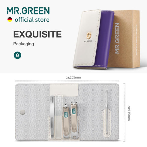 MR.GREEN Colorful Manicure Set, Practical Pedicure Kits with Nail Clippers and Facial Hair Scissors in Fashion Case